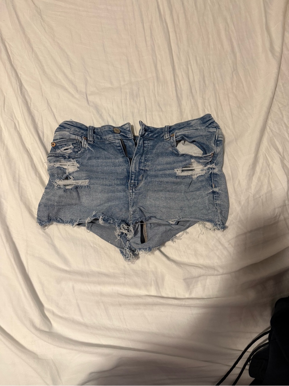 American Eagle Outfitters Light Blue Distressed Denim Shorts